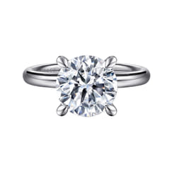 Peace - 14K White Gold Round Hidden Halo Diamond Engagement Ring