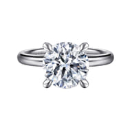 Peace - 14K White Gold Round Hidden Halo Diamond Engagement Ring