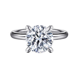 Peace - 14K White Gold Round Hidden Halo Diamond Engagement Ring