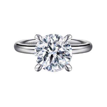 Peace - 14K White Gold Round Hidden Halo Diamond Engagement Ring