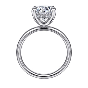 Peace - 14K White Gold Round Hidden Halo Diamond Engagement Ring