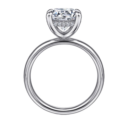 Peace - 14K White Gold Round Hidden Halo Diamond Engagement Ring