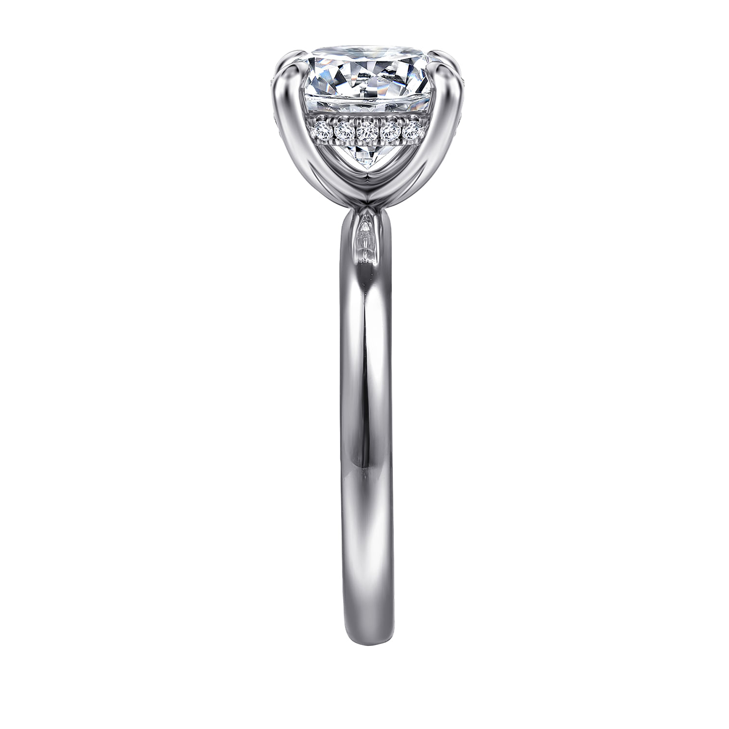 Peace - 14K White Gold Round Hidden Halo Diamond Engagement Ring