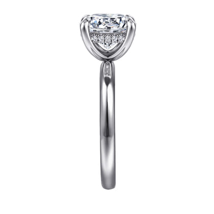 Peace - 14K White Gold Round Hidden Halo Diamond Engagement Ring