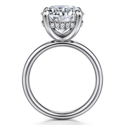 Peace - 14K White Gold Round Hidden Halo Diamond Engagement Ring