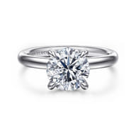 Peace - 14K White Gold Round Hidden Halo Diamond Engagement Ring