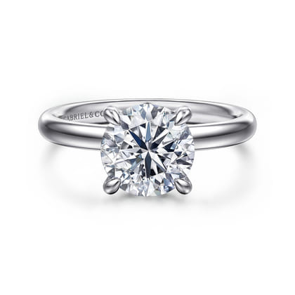 Peace - 14K White Gold Round Hidden Halo Diamond Engagement Ring