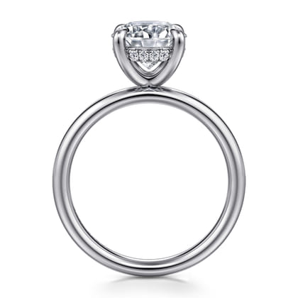 Peace - 14K White Gold Round Hidden Halo Diamond Engagement Ring