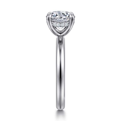 Peace - 14K White Gold Round Hidden Halo Diamond Engagement Ring