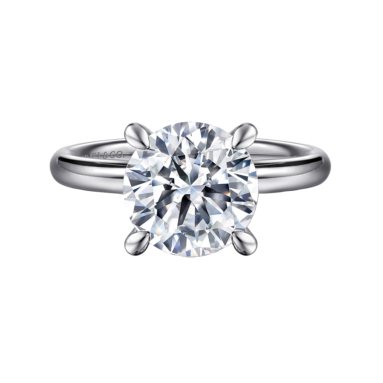 Peace - 14K White Gold Round Solitaire Diamond Engagement Ring
