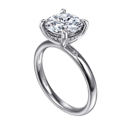 Peace - 14K White Gold Round Solitaire Diamond Engagement Ring