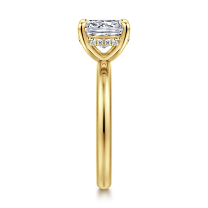 Peace - 14K Yellow Gold Elongated Cushion Diamond Engagement Ring