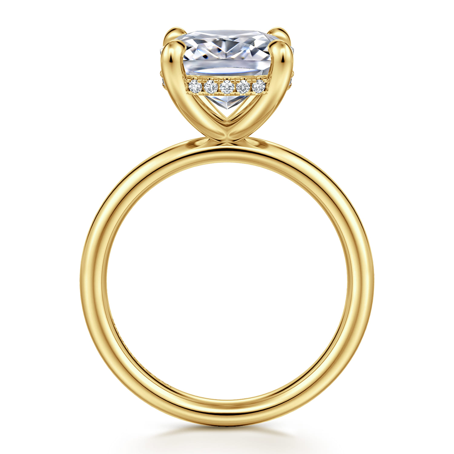 Peace - 14K Yellow Gold Elongated Cushion Hidden Halo Diamond Engagement Ring