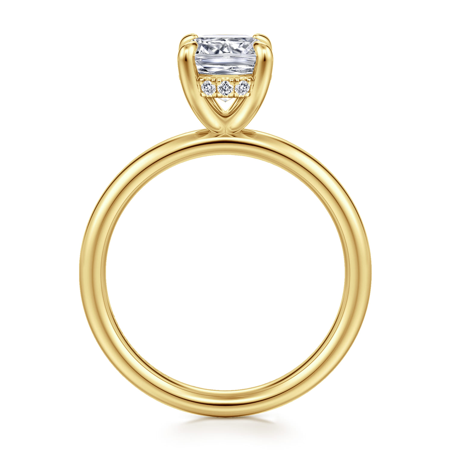 Peace - 14K Yellow Gold Elongated Cushion Hidden Halo Diamond Engagement Ring