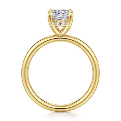 Peace - 14K Yellow Gold Elongated Cushion Hidden Halo Diamond Engagement Ring