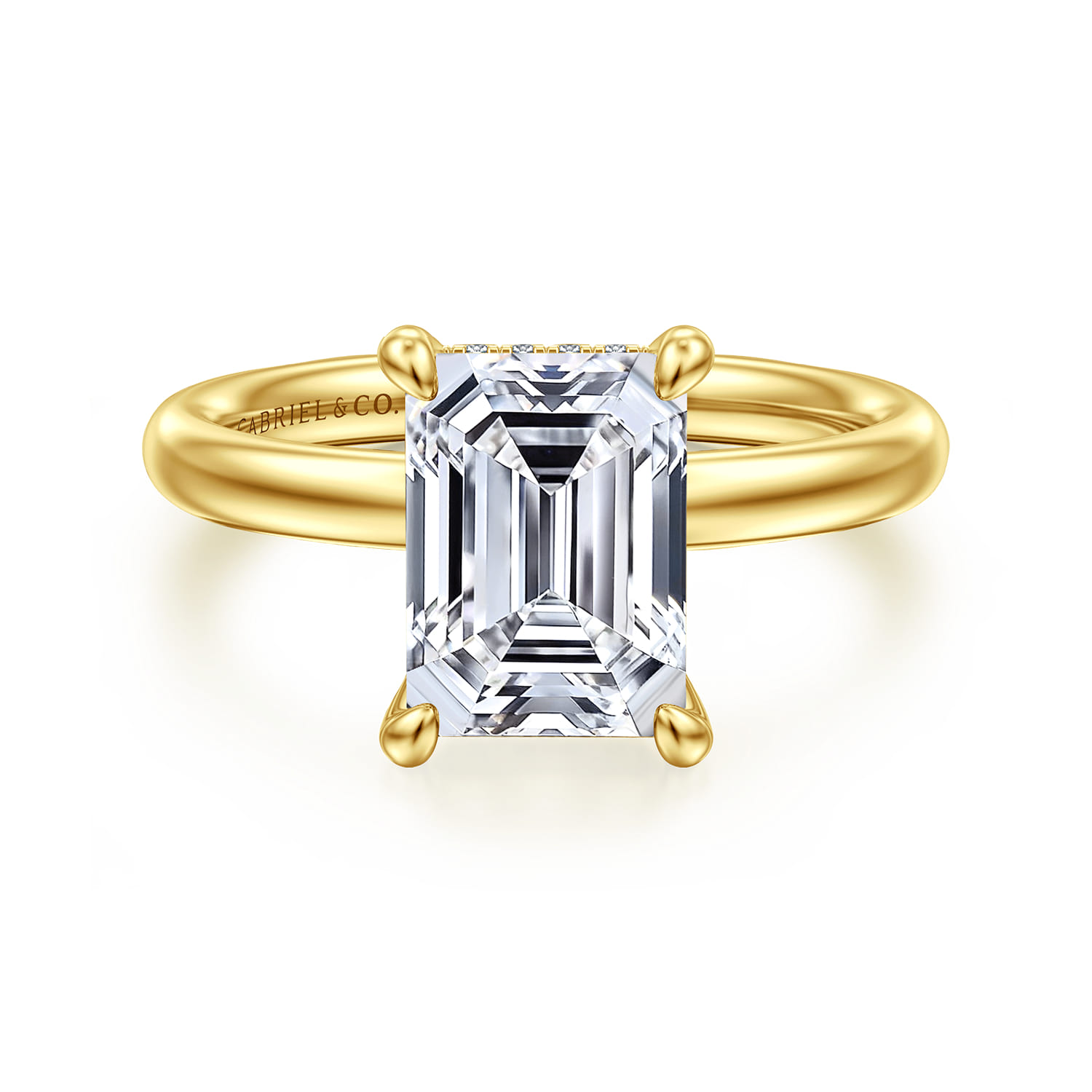 Peace - 14K Yellow Gold Emerald Cut Diamond Engagement Ring