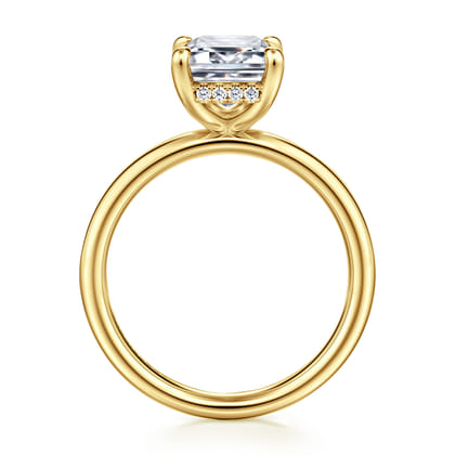 Peace - 14K Yellow Gold Emerald Cut Diamond Engagement Ring