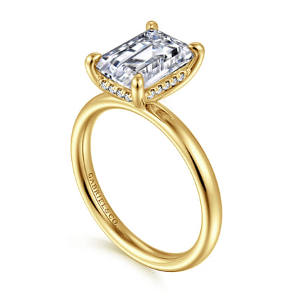 Peace - 14K Yellow Gold Emerald Cut Diamond Engagement Ring