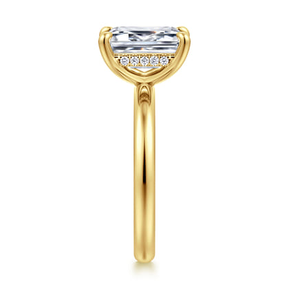 Peace - 14K Yellow Gold Emerald Cut Diamond Engagement Ring