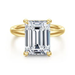 Peace - 14K Yellow Gold Emerald Cut Diamond Engagement Ring