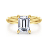 Peace - 14K Yellow Gold Emerald Cut Diamond Engagement Ring