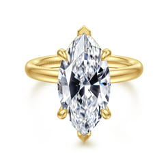 Peace - 14K Yellow Gold Marquise Shape Hidden Halo Diamond Engagement Ring