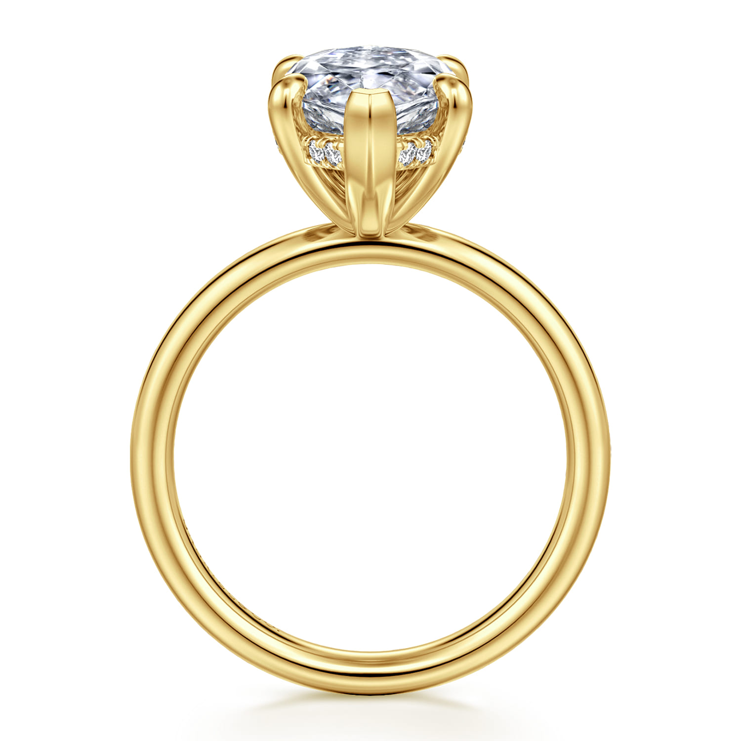 Peace - 14K Yellow Gold Marquise Shape Hidden Halo Diamond Engagement Ring