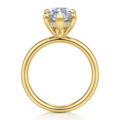 Peace - 14K Yellow Gold Marquise Shape Hidden Halo Diamond Engagement Ring