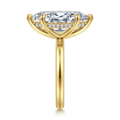 Peace - 14K Yellow Gold Marquise Shape Hidden Halo Diamond Engagement Ring