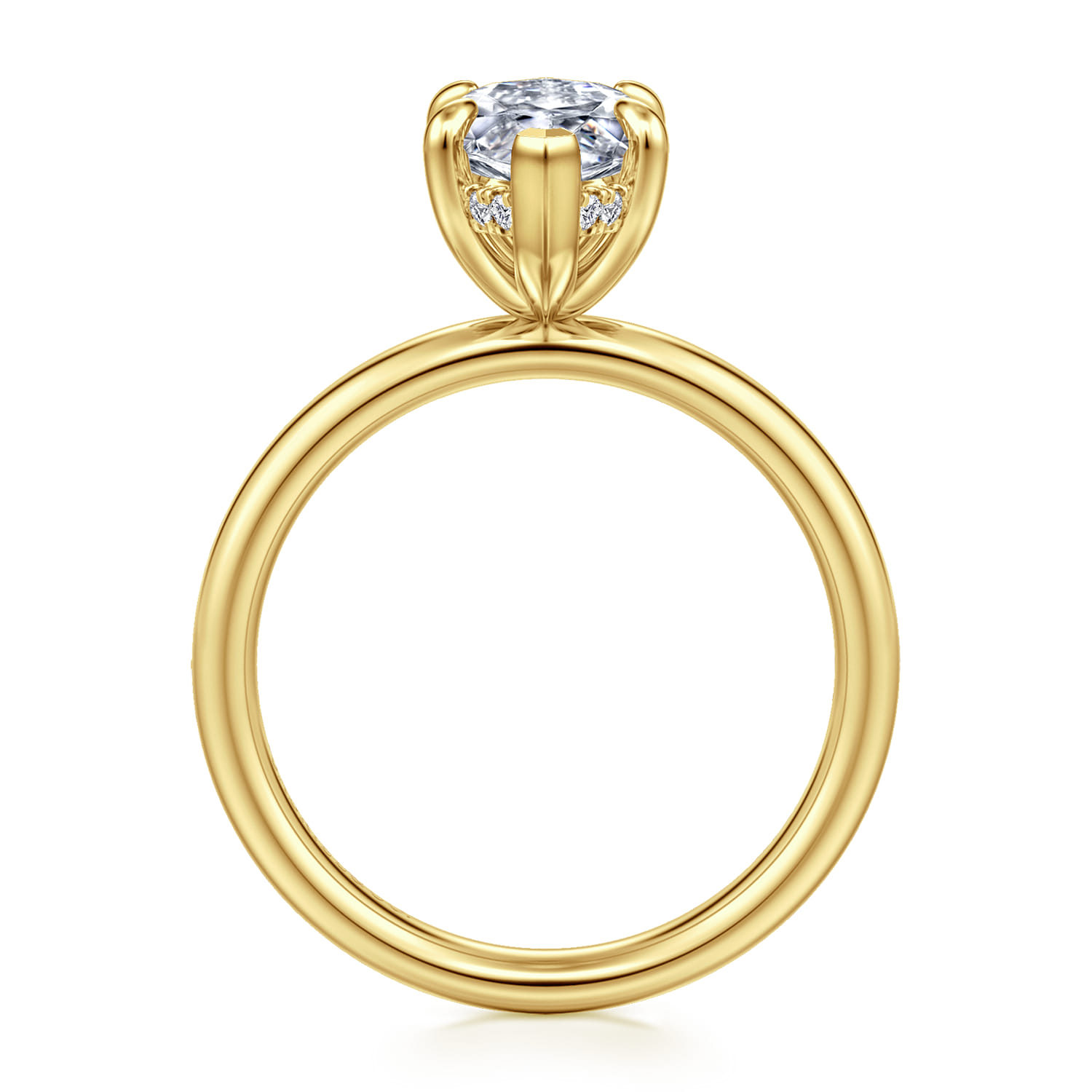 Peace - 14K Yellow Gold Marquise Shape Hidden Halo Diamond Engagement Ring