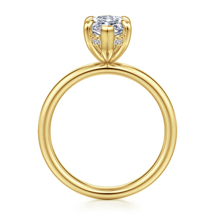 Peace - 14K Yellow Gold Marquise Shape Hidden Halo Diamond Engagement Ring