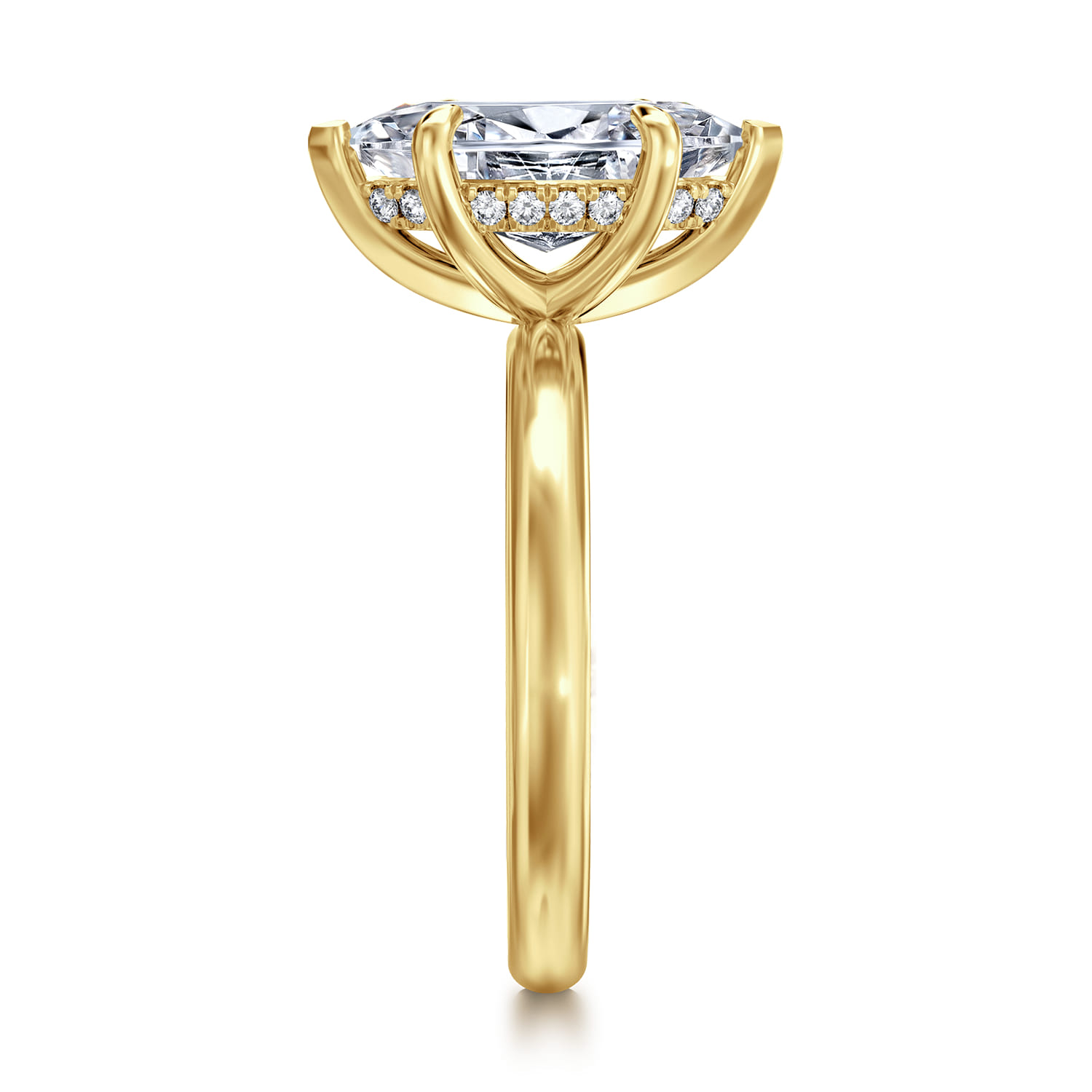 Peace - 14K Yellow Gold Marquise Shape Hidden Halo Diamond Engagement Ring