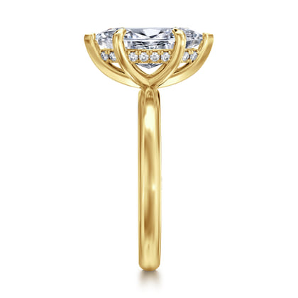 Peace - 14K Yellow Gold Marquise Shape Hidden Halo Diamond Engagement Ring