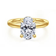 Peace - 14K Yellow Gold Oval Hidden Halo Diamond Engagement Ring