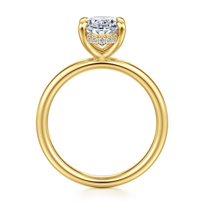 Peace - 14K Yellow Gold Oval Hidden Halo Diamond Engagement Ring