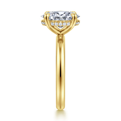 Peace - 14K Yellow Gold Oval Hidden Halo Diamond Engagement Ring