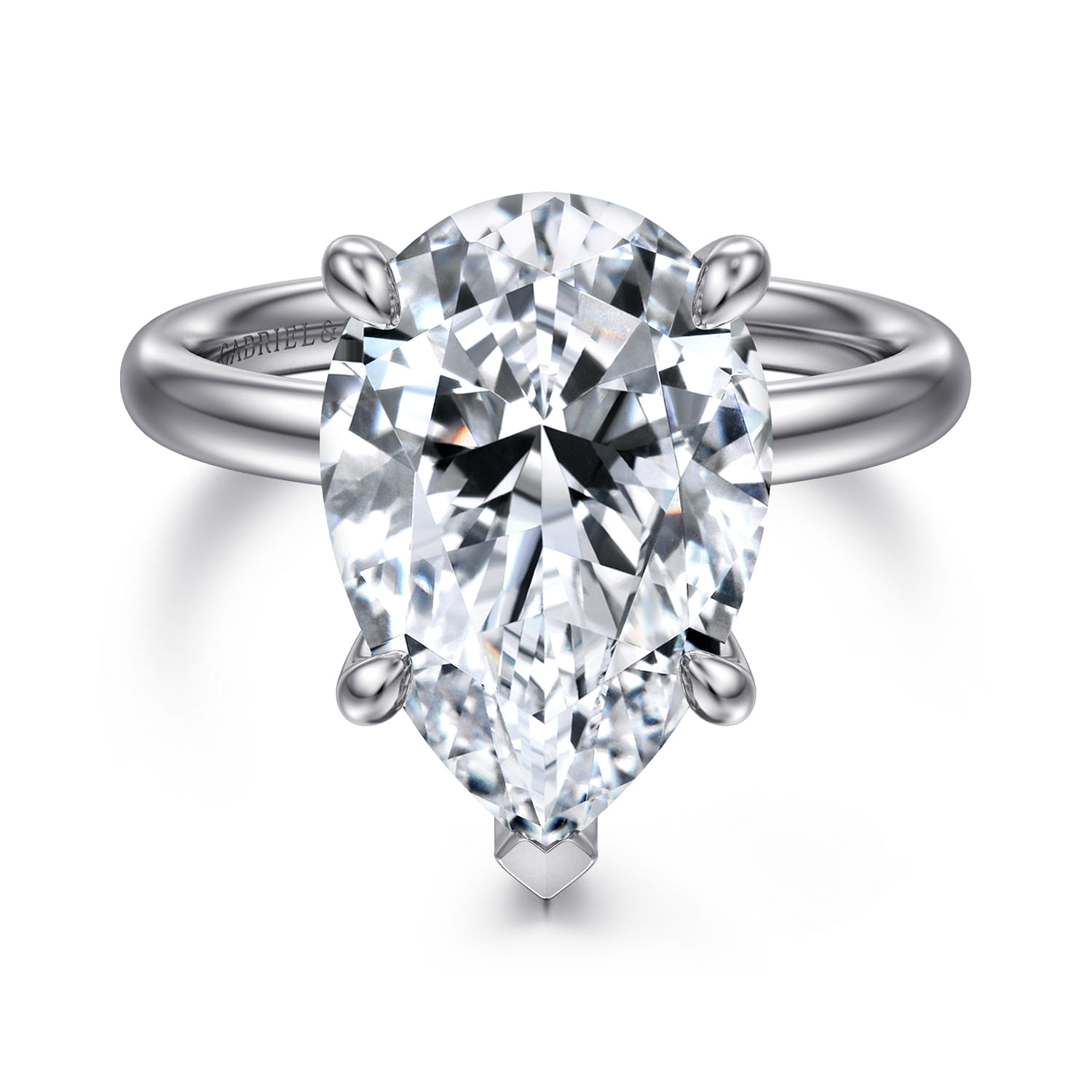 Peace - 14K Yellow Gold Pear Shape Diamond Engagement Ring