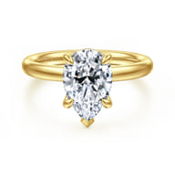 Peace - 14K Yellow Gold Pear Shape Diamond Engagement Ring