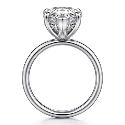 Peace - 14K Yellow Gold Pear Shape Hidden Halo Diamond Engagement Ring