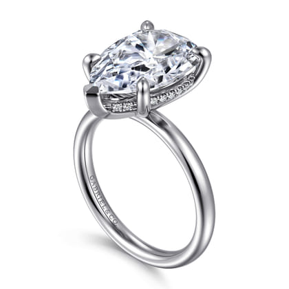 Peace - 14K Yellow Gold Pear Shape Hidden Halo Diamond Engagement Ring