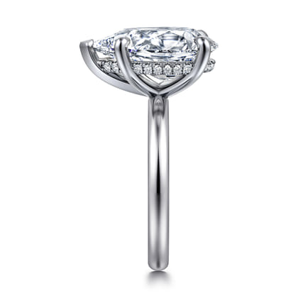 Peace - 14K Yellow Gold Pear Shape Hidden Halo Diamond Engagement Ring