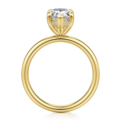 Peace - 14K Yellow Gold Pear Shape Hidden Halo Diamond Engagement Ring