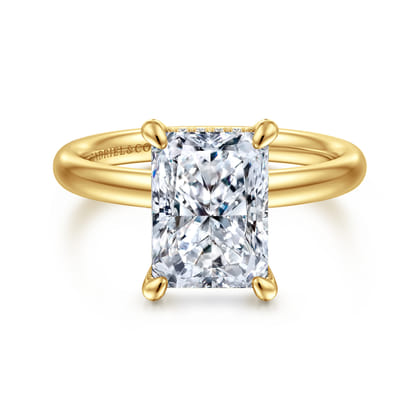Peace - 14K Yellow Gold Radiant Cut Diamond Engagement Ring