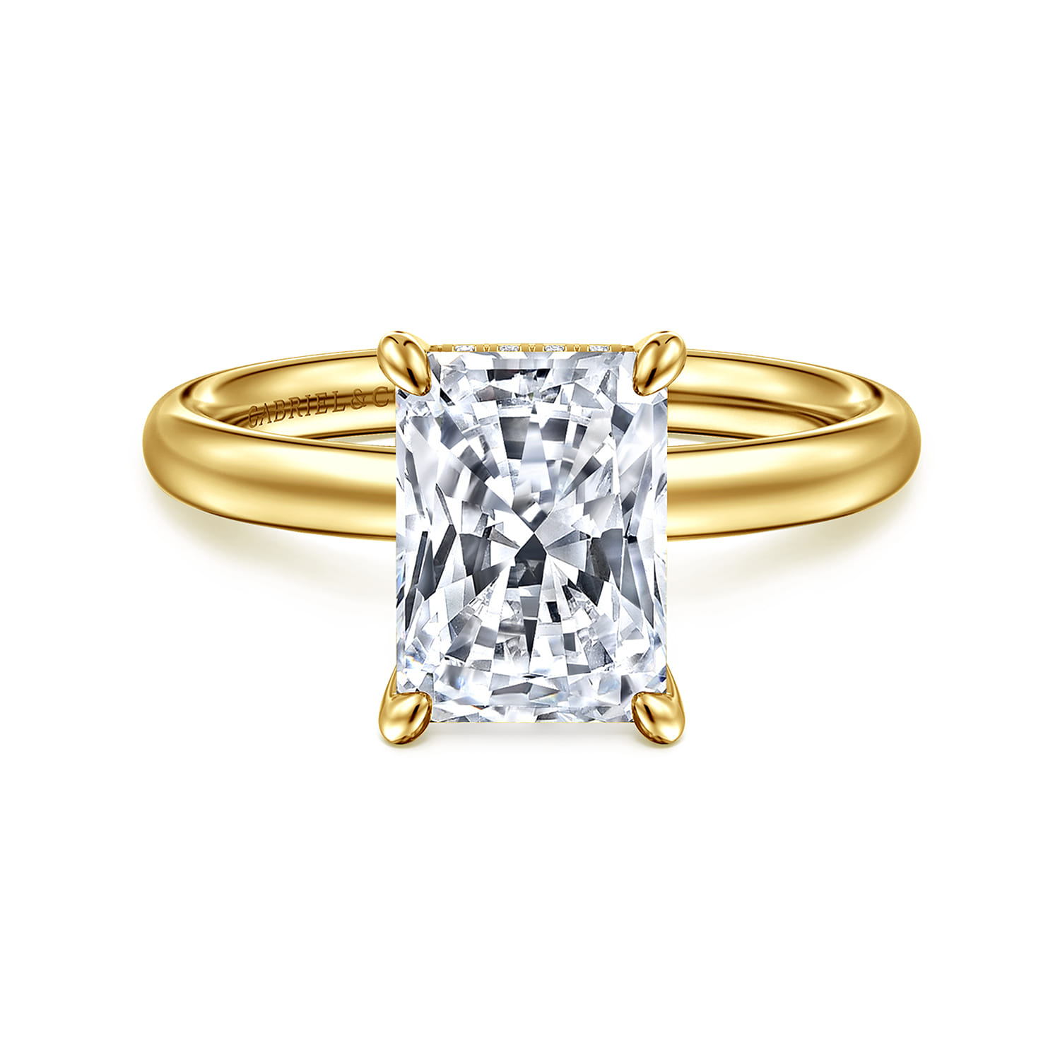 Peace - 14K Yellow Gold Radiant Diamond and Engagement Ring