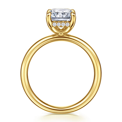 Peace - 14K Yellow Gold Radiant Hidden Halo Diamond and Engagement Ring