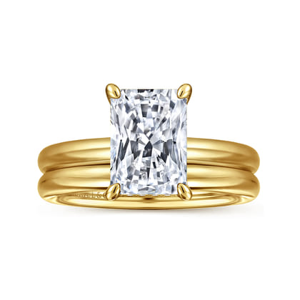 Peace - 14K Yellow Gold Radiant Hidden Halo Diamond and Engagement Ring