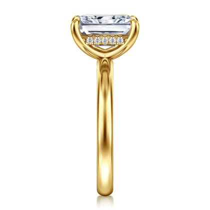 Peace - 14K Yellow Gold Radiant Hidden Halo Diamond and Engagement Ring