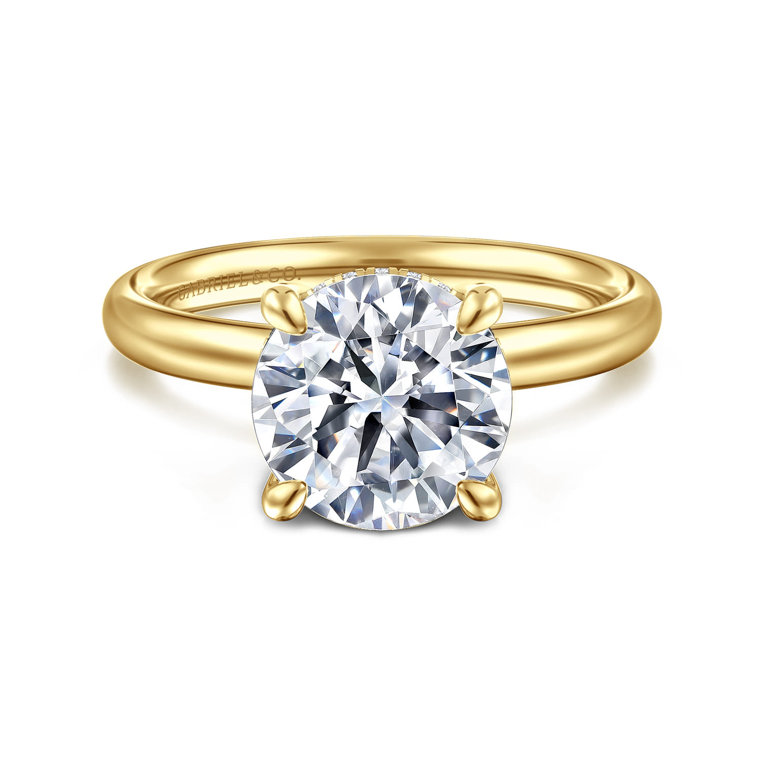 Peace - 14K Yellow Gold Round Diamond Engagement Ring