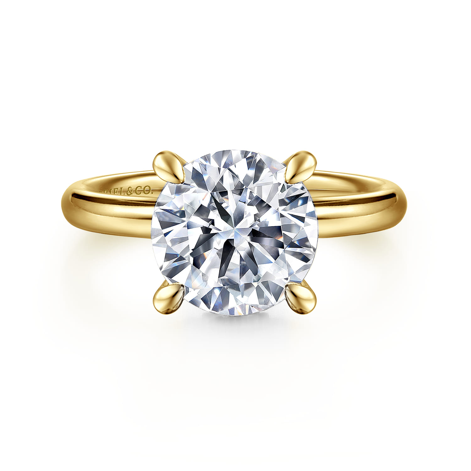 Peace - 14K Yellow Gold Round Diamond Engagement Ring