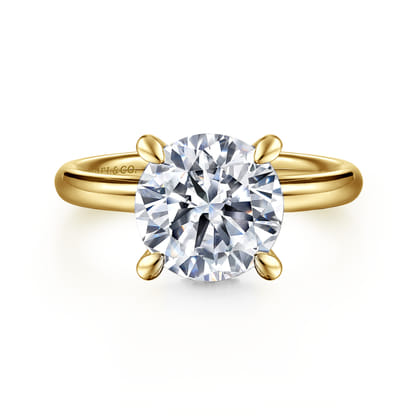 Peace - 14K Yellow Gold Round Diamond Engagement Ring